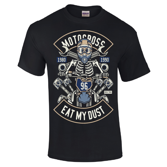 🏍️ Retro Motocross Eat My Dust T‑Shirt (Gildan)